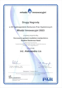 MłodziInnowacyjni-nagroda dyplom